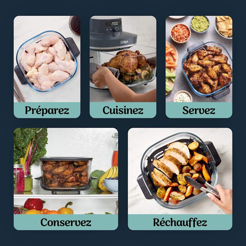 Air Fryer en verre Crispi Pro 5.7L+2.3L, 7-en-1 - Rose Quartz