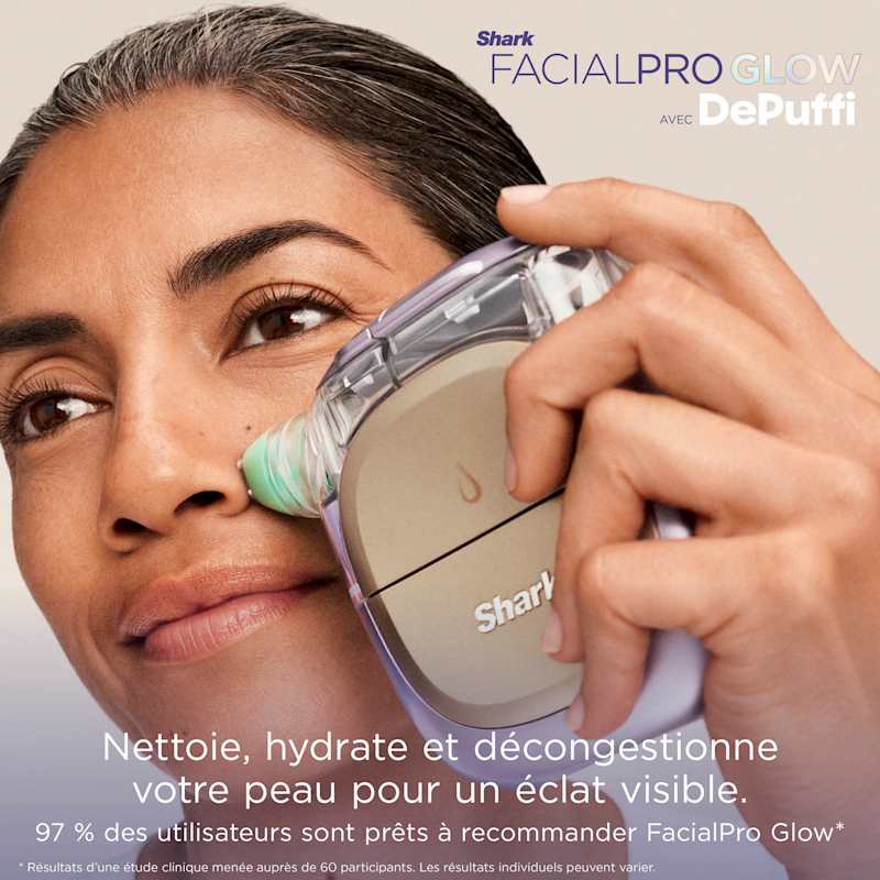 Appareil de soin du visage hydrofacial à domicile Shark FacialPro Glow + DePuffi – Lilas