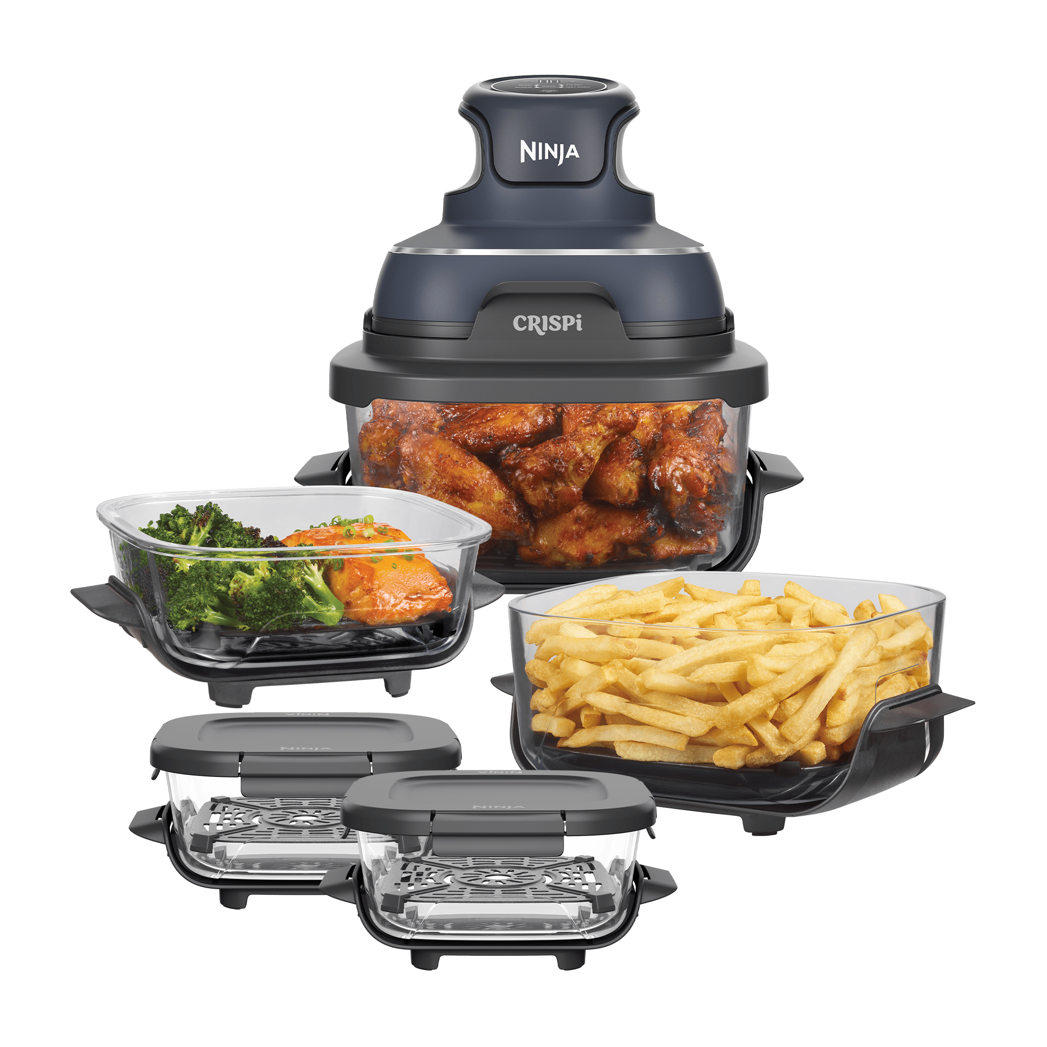 Pack Air Fryer modulaire en verre Ninja CRISPi Cyber Space avec 5 récipients
