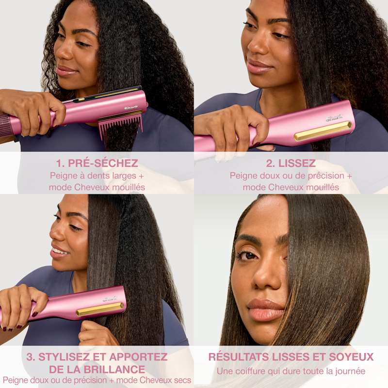 Shark SilkiPro Straight Lisseur + Sèche-cheveux tout-en-un – Rose Pétale