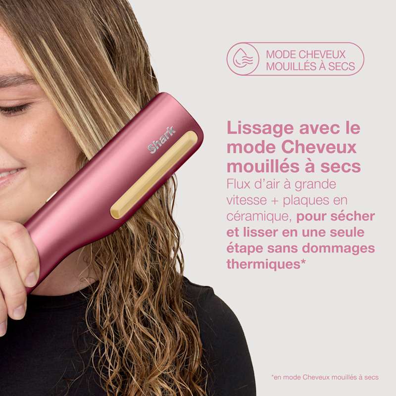 Shark SilkiPro Straight Lisseur + Sèche-cheveux tout-en-un – Rose Pétale