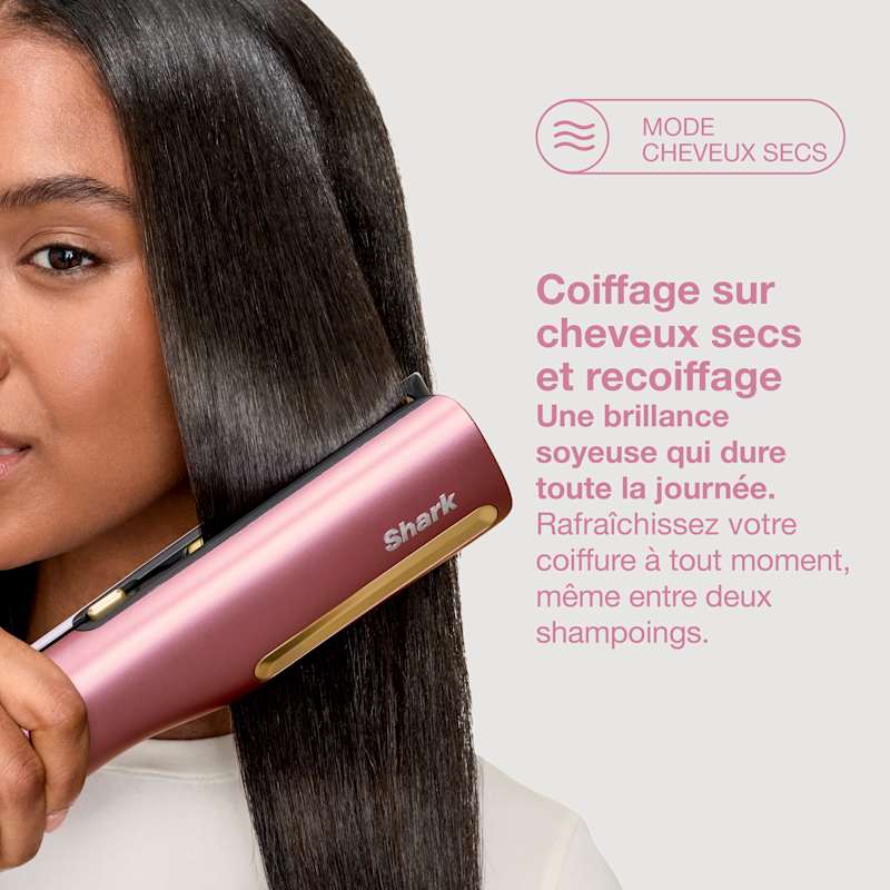 Shark SilkiPro Straight Lisseur + Sèche-cheveux tout-en-un – Rose Pétale