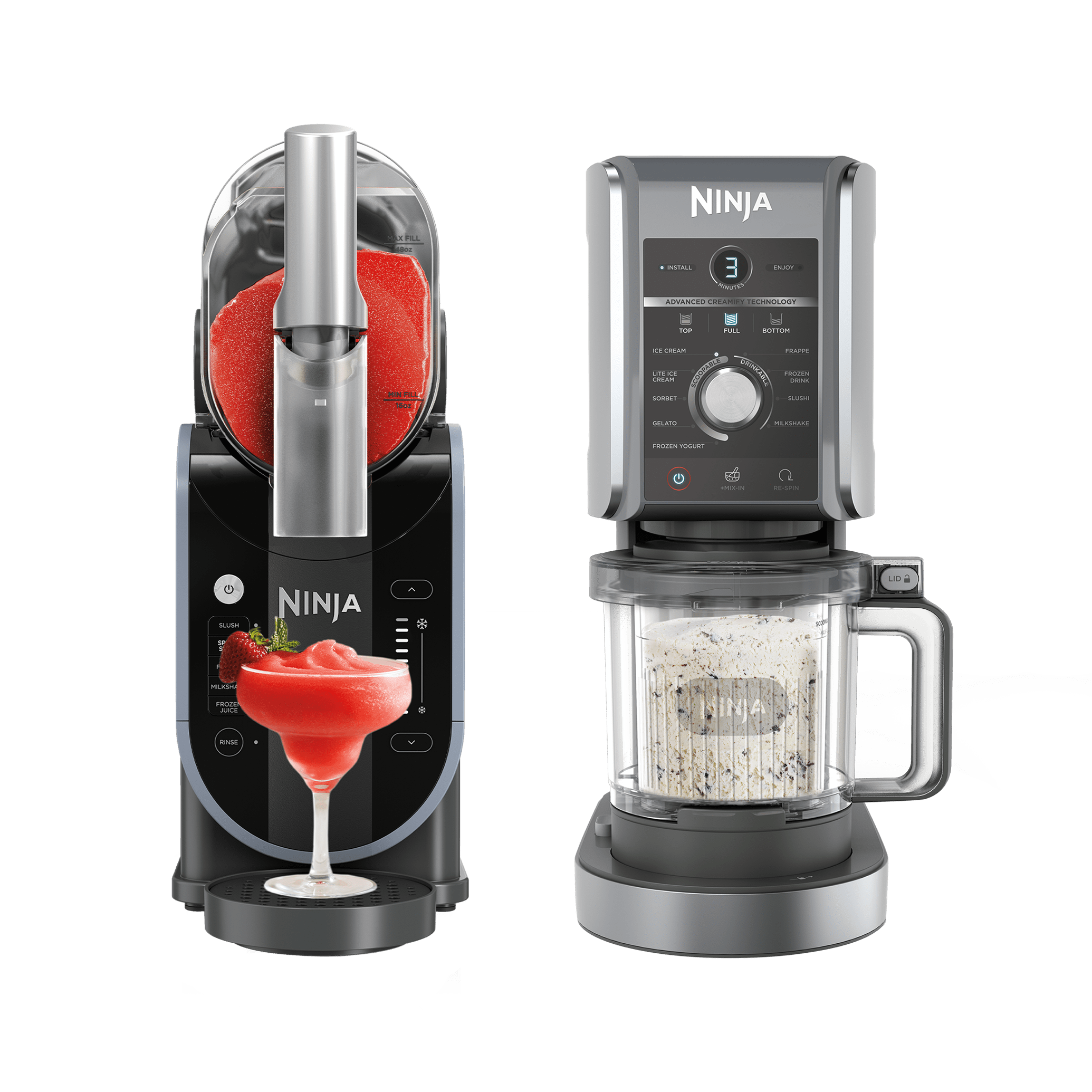 Pack Machine à glace Ninja CREAMi Deluxe 10-en-1 et Machine à boissons glacées Ninja SLUSHi